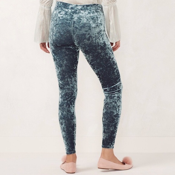 LC LAUREN CONRAD Women’s Gray Velvet Leggings - Picture 2 of 8